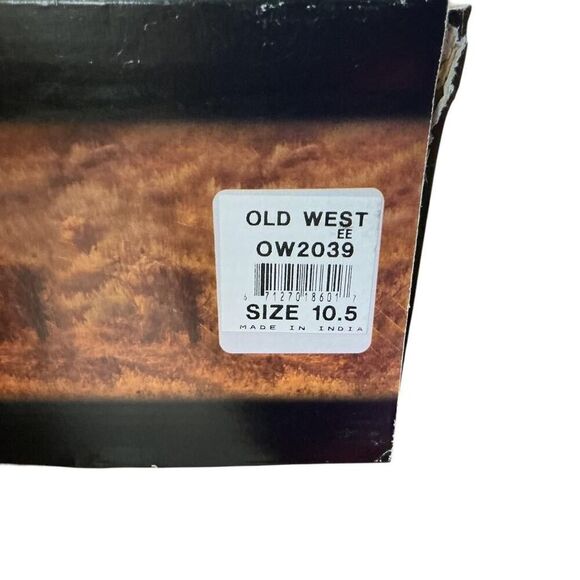 Old West Cowboy Boots Men 10.5 EE Brown Leather Pointed Toe Embroidery Western